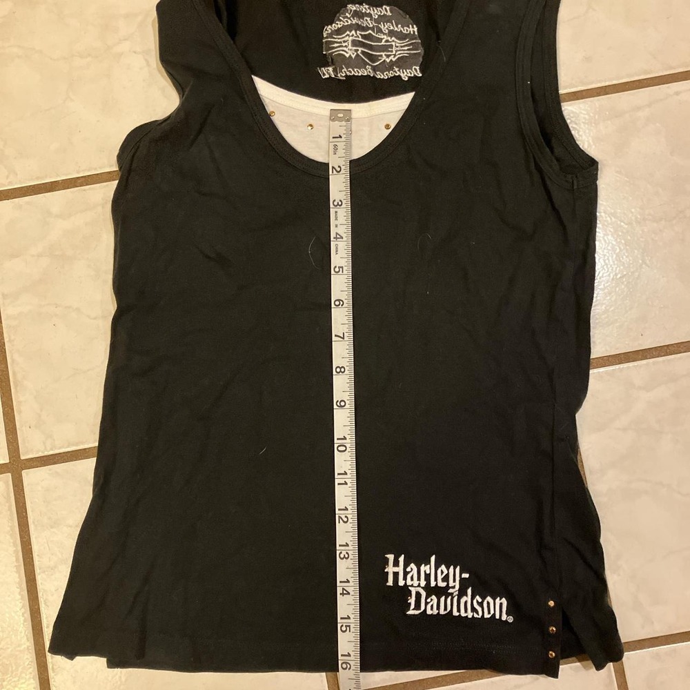 Harley-Davidson Daytona Beach Studded Layered Tank Top Black Womens Medium - Picture 5 of 6